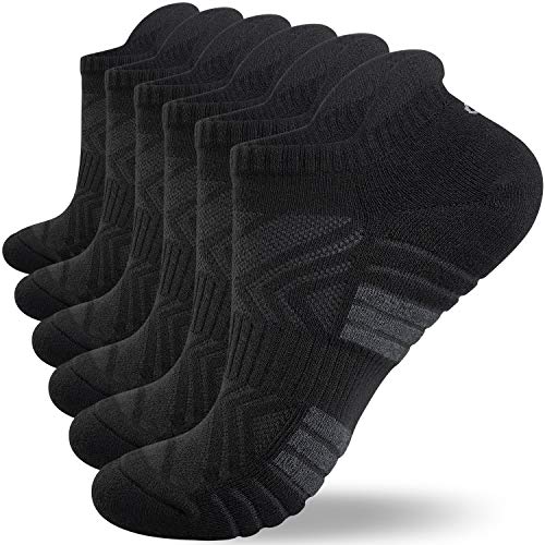 anqier Sneaker Socken Herren 43-46 Baumwolle Sportsocken Damen 39-42 35-38 47-50 Atmungsaktiv Wandersocken Gepolsterte Laufsocken Trekkingsocken Hochleistung 6 Paar von anqier