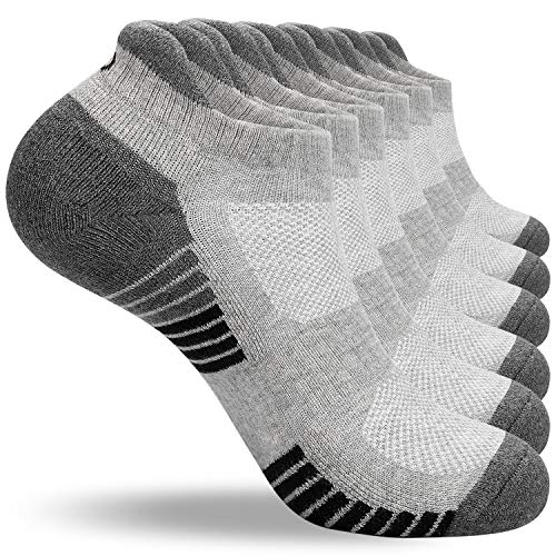 anqier 6 Paar Sneaker Socken Herren 43-46 39-42 35-38 47-50 Baumwolle Sportsocken Damen Gepolsterte Laufsocken Schwarz Weiß Grau Atmungsaktiv Kurz socken von anqier