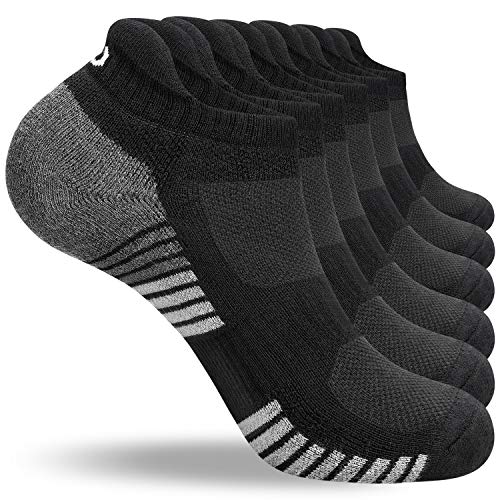 anqier 6 Paar Sneaker Socken Herren 43-46 39-42 35-38 47-50 Baumwolle Sportsocken Damen Gepolsterte Laufsocken Schwarz Weiß Grau Atmungsaktiv Kurz socken von anqier