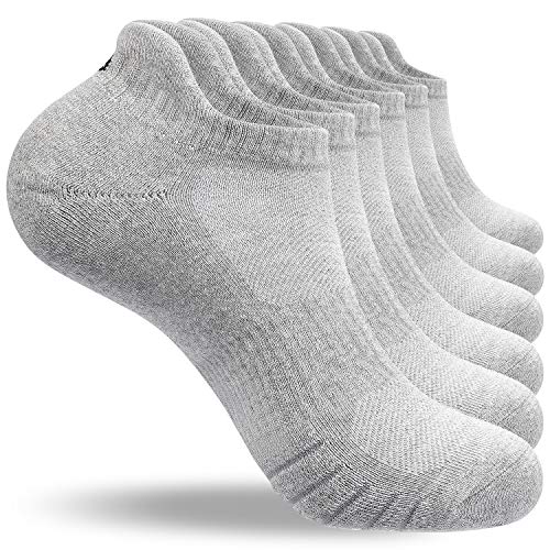 anqier 6 Paar Sneaker Socken Herren 43-46 39-42 35-38 47-50 Baumwolle Kurz Sportsocken Damen Gepolsterte Laufsocken Schwarz Weiß Grau Atmungsaktiv von anqier