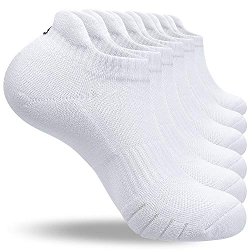 anqier 6 Paar Sneaker Socken Herren 43-46 39-42 35-38 47-50 Baumwolle Sportsocken Damen Gepolsterte Laufsocken Schwarz Weiß Grau Atmungsaktiv Kurz socken von anqier