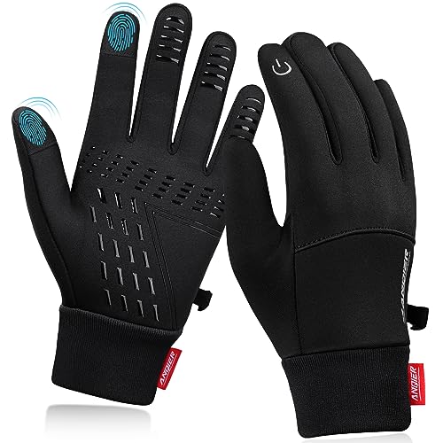 anqier Fahrrad Handschuh Herren Winterhandschuhe Wärme Radsport Handschuhe Winddichte Touchscreenhandschuhe Damen Sporthandschuhe rutschfeste Running-Handschuhe Thermohandschuhe Wasserdicht von anqier