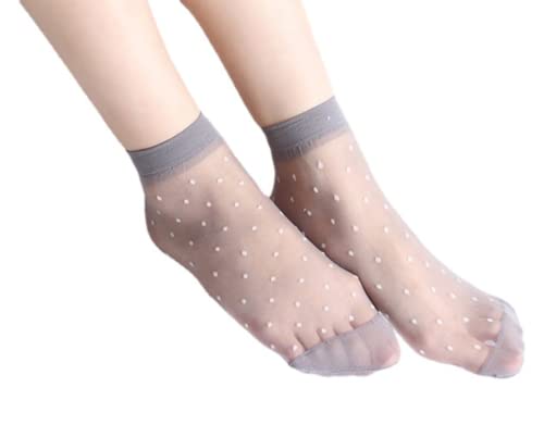 anso 10 Paar Damen Knöchelsocken Sexy Nylon Ultradünn Elastisch Seide Kurze Strümpfe (Grau) von anso