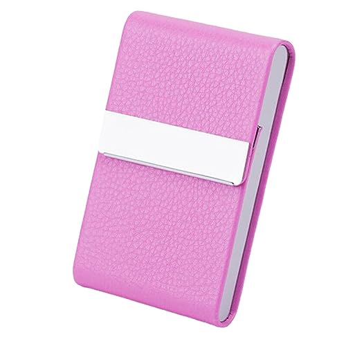 anso ID Case Credit Card Box Name Card Holder Visitenkartenhalter PU Leder Schnalle Fall, Litchi Grain Pink von anso