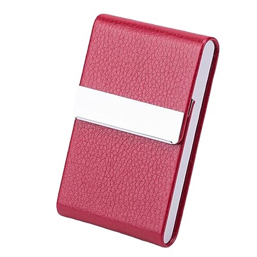 anso ID Case Credit Card Box Name Card Holder Visitenkartenhalter PU Leder Schnalle Fall, Litchi Grain Red von anso