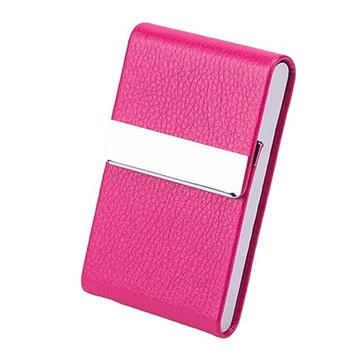 anso ID Case Credit Card Box Name Card Holder Visitenkartenhalter PU Leder Schnalle Fall, Litchi Grain Rose Red von anso