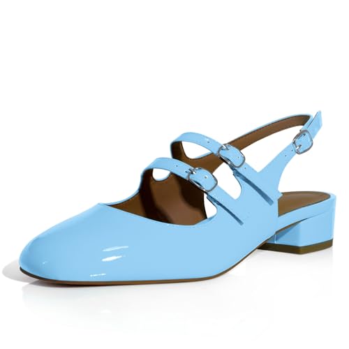 anteikira Damen-Flats mit rundem Zehenbereich, geschlossener Zehenbereich, Doppelriemen, Mary Jane Flats für Damen, 2,5 cm Absatz, Anzugschuhe, niedriger Absatz, lässig, Arbeit, Büro, Pumps für Damen von anteikira