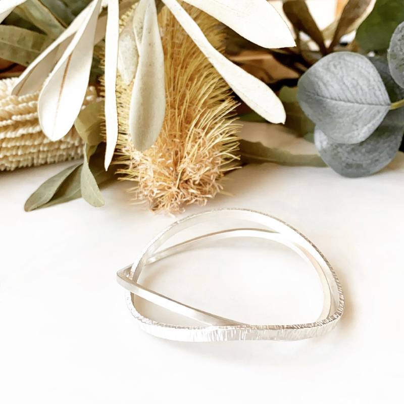 "sterling Silber Armreif Set "Modern Nature" Mit Gebürstetem Und Mattiertem Finish." von anthaus