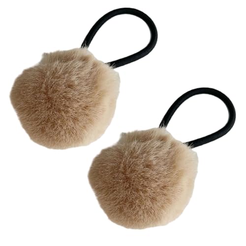 2 Stück niedliche Pompons Haargummis für Frauen Pferdeschwanz-Halter, niedliche Haargummis, bunt, pelziger Ball, Haargummi, Haargummis für Mädchen von antianzhizhuang