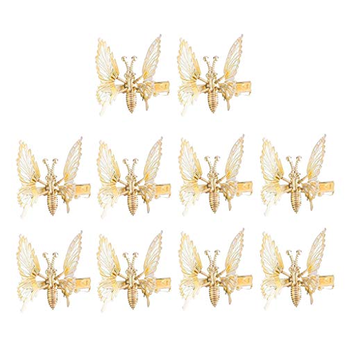 3D-Haarspangen, beweglich, für Schmetterlings-Haarspangen, metallisch, fliegende Haarspangen, für Damen, große Haarklammern, 10 Stück von antianzhizhuang