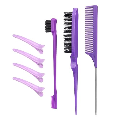 7-teiliges Haarstyling-Kamm-Haarbürsten-Set, Nylon, Teasing-Haarbürste, Schwanzkamm mit Entenschnabel-Clips, Haarstyling-Kämme für Frauen von antianzhizhuang