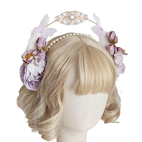 Blumenkronen für Damen, Hochzeit, Cosplay, Mode, handgefertigt, dünne Haarspangen mit doppellagigem Haar-Accessoire, bunte Blume für Hochzeit, Mädchen, Blume für Mädchen, zum Fotografieren von antianzhizhuang