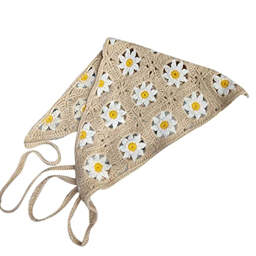 Damen Bandanas Turban Häkelhaartuch Haarband gestricktes Stirnband Elastizität Haarband Headwrap Schals für Frauen Haar Baumwolle Schal farblich passender Schal von antianzhizhuang