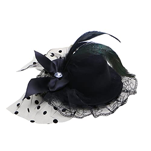 Damen-Haarspangen, Spitze, Feder, Zylinderhut, ausgefallener Fascinator, Party-Haarschmuck für Frauen von antianzhizhuang