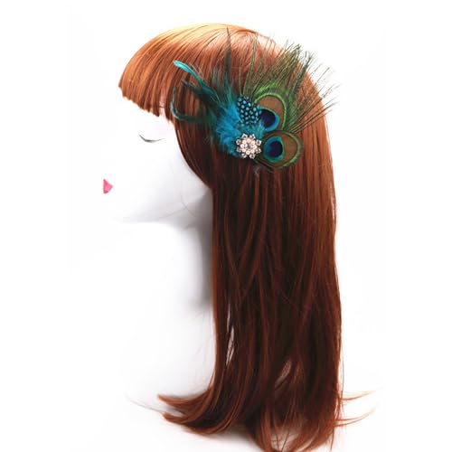 Ethnische Feder-Haarspange für Teeparty, Frauen-Fascinator, Haarnadel, eleganter Kirchen-Kopfschmuck, Brautdusche, Kopfzubehör, Feder-Haarspange, Festival-Haar-Accessoire von antianzhizhuang