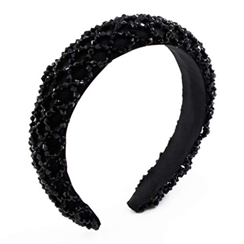 Gepolstertes Haarband für Damen, rautenförmig, Kunstkristallperlen, Schmuck, breiter Haarreif, modisch, Vintage, für Damen und Mädchen, Kristall-Glitzer, breites Stirnband, handgefertigt, mit von antianzhizhuang