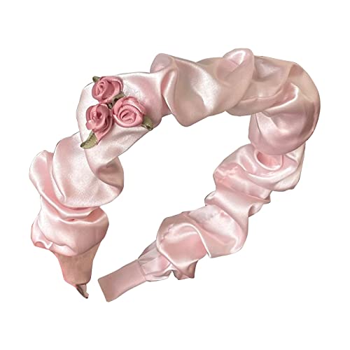 Knoten-Stirnband, plissiert, rosa Stirnband für Damen, geknotet, gepolstert, breites Stirnband, Rosen-Stirnband, Knoten-Stirnband von antianzhizhuang