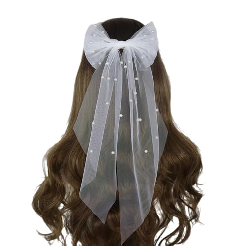 Perlenschleier Haarspange für Damen, Hochzeitszeremonie, Haarspange, Brautschleier, Brautschleier, Junggesellinnenabschied, Partyzubehör, Partyzubehör von antianzhizhuang