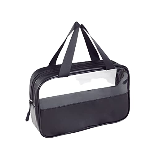 Transparente Make-up-Waschtasche, große Kapazität, tragbare Aufbewahrung, Kosmetik-Organizer, Tasche, Kulturbeutel für Reisen, Damen, klein, wasserabweisend, für Reisen, Schwarz , M von antianzhizhuang