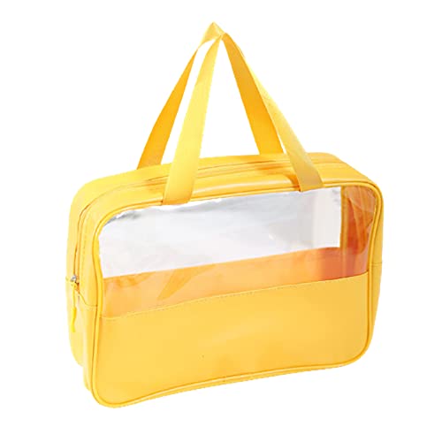 Transparente Make-up-Waschtasche, große Kapazität, tragbare Aufbewahrung, Kosmetik-Organizer, Tasche, Kulturbeutel für Reisen, Damen, klein, wasserabweisend, für Reisen, gelb, L von antianzhizhuang