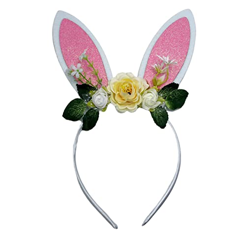 antianzhizhuang Blumen-Dekor-Ohren-Haarreifen für Damen, Teenager, Make-up-Stirnband für Ostern, Halloween, Cosplay, Haarschmuck, Ohr-Stirnband, Oster-Ohr-Stirnband, zum Waschen von Gesicht, Ohr, von antianzhizhuang