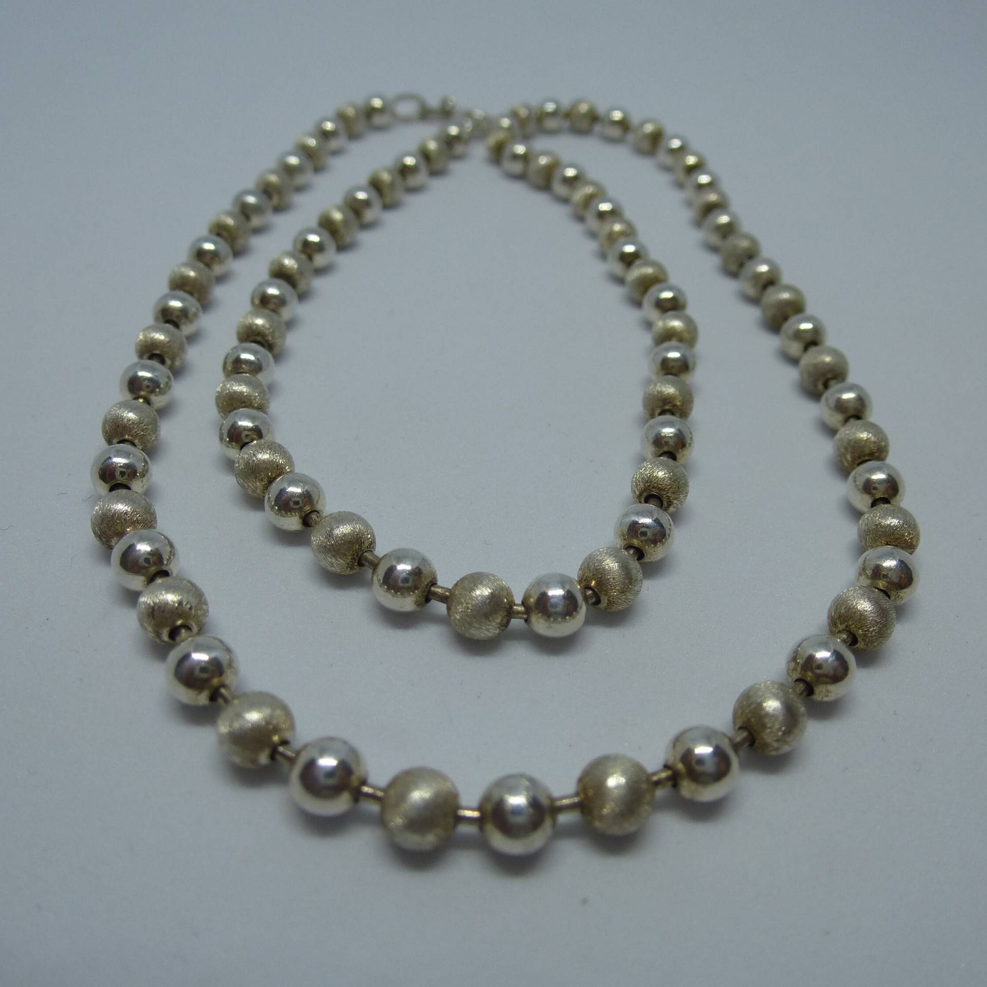 Designer Kette, Brev Halskette, 925 Silber, Collier Mit Kugeln, Glatte Und Matte Silberkugeln, Silberkette von antiktreasure