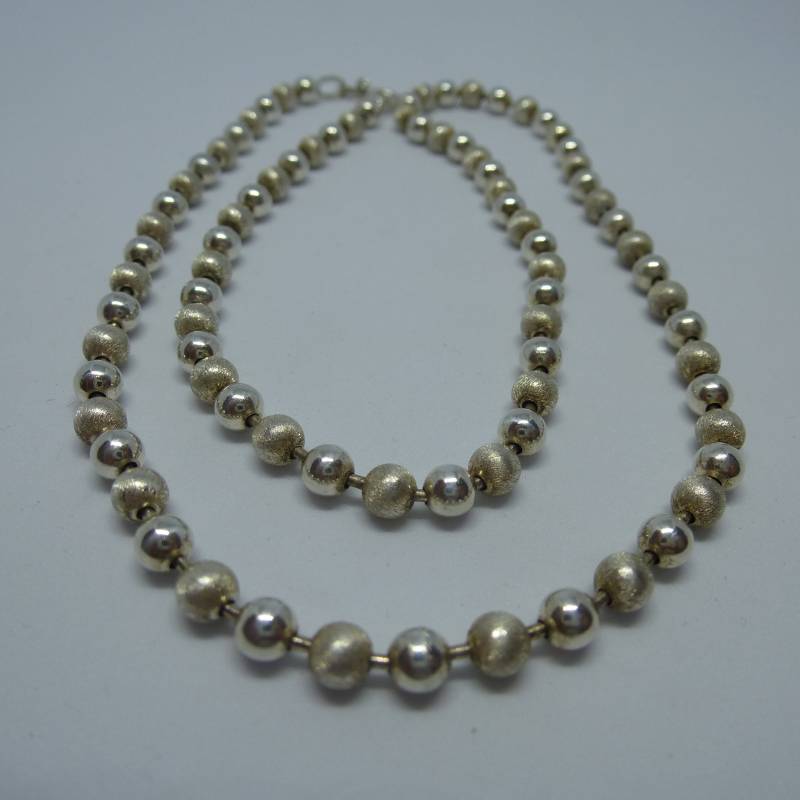 Designer Kette, Brev Halskette, 925 Silber, Collier Mit Kugeln, Glatte Und Matte Silberkugeln, Silberkette von antiktreasure