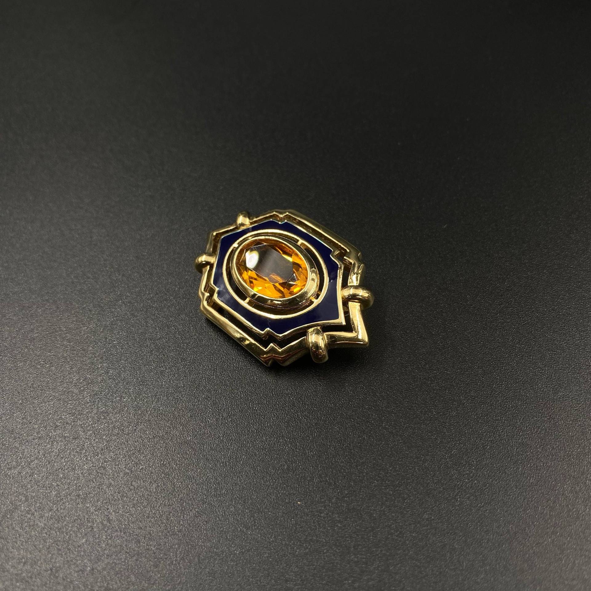 Emaillierte Burberrys Vintage Brosche, Of London, Dunkel Blaue Designer Brosche Mit Stein, Vergoldeter Schmuck Geschenk Für Mutter von antiktreasure