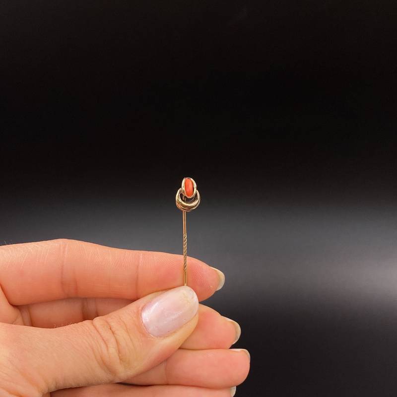 Korallennadel, Silber 925 Anstecknadel Mit Rotem Stein, Edelstein, Vergoldet, Echtschmuck, Gebrauchter Edelschmuck, Geschenk Für Oma von antiktreasure
