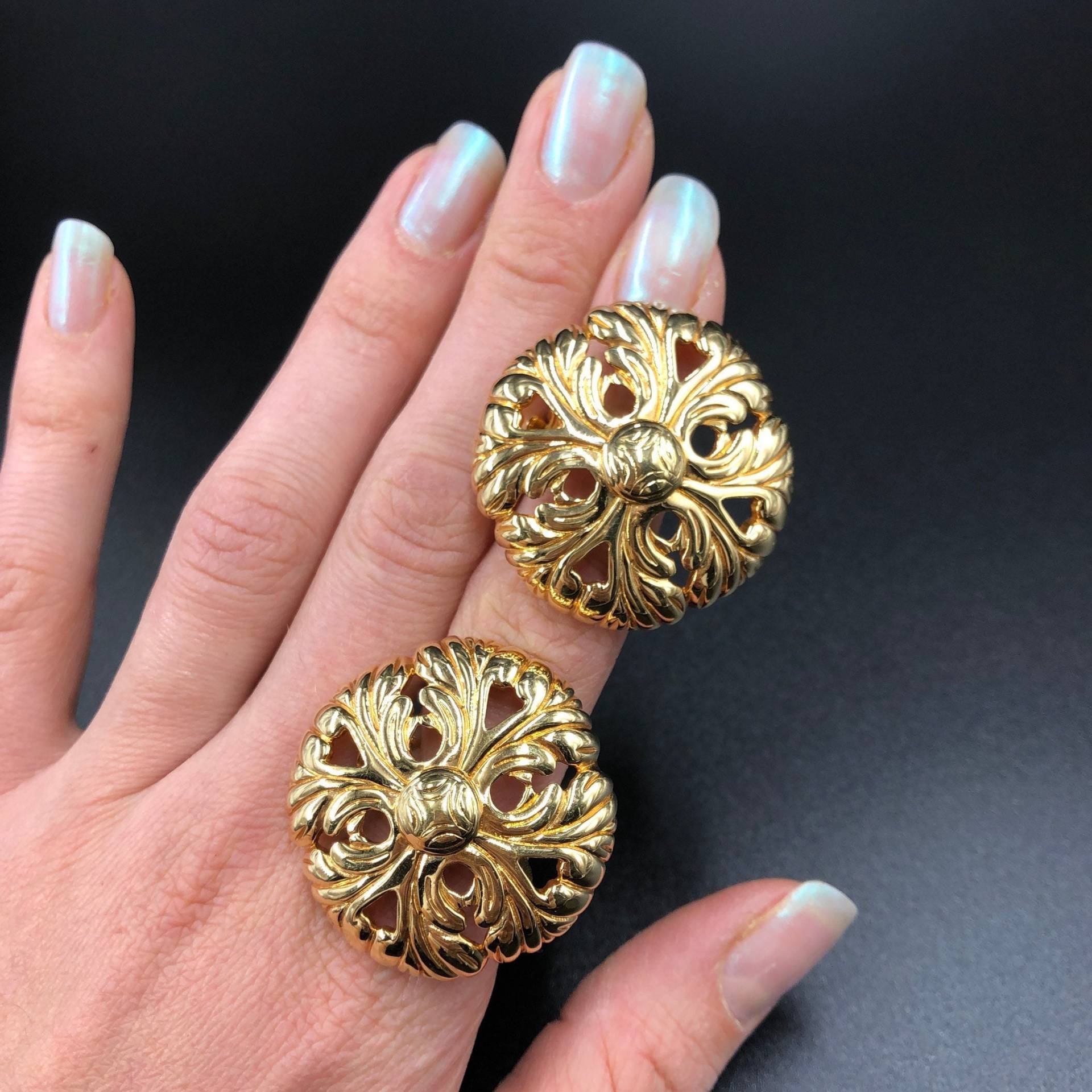 Maßive Swarovski Ohrclip, Goldfarbene Designer Clips, Alter Ohrschmuck, Eleganter Damenschmuck, Geschenk Für Braut von antiktreasure