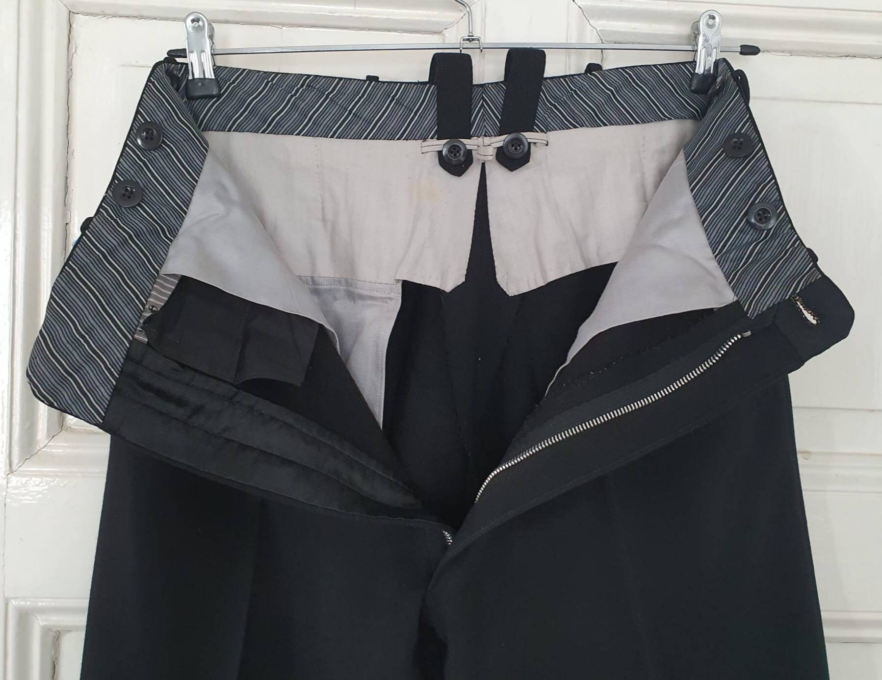 Rar Antike Schwarze 1940Iger Jahre Herrenhosewollhosewinterhoseanzughose...seitliche Schnallenextra Gürtelschlaufenuhrentasche von antiqueworkwear