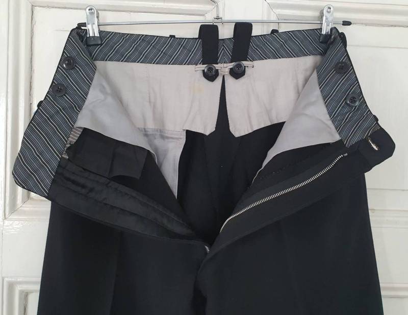 Rar Antike Schwarze 1940Iger Jahre Herrenhosewollhosewinterhoseanzughose...seitliche Schnallenextra Gürtelschlaufenuhrentasche von antiqueworkwear