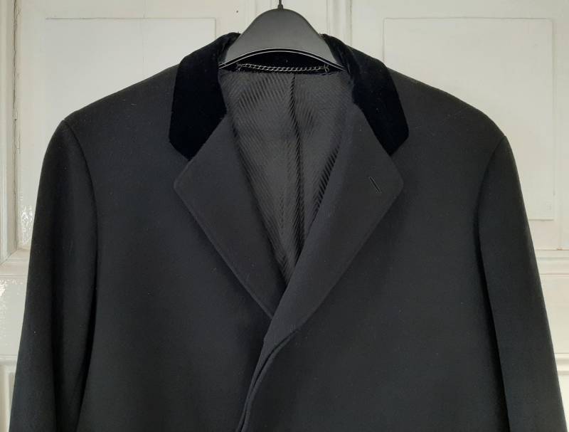 Rar Antiker Schwarzer Herrenmantelwollmantelwintermantel Von 1920/1930 von antiqueworkwear