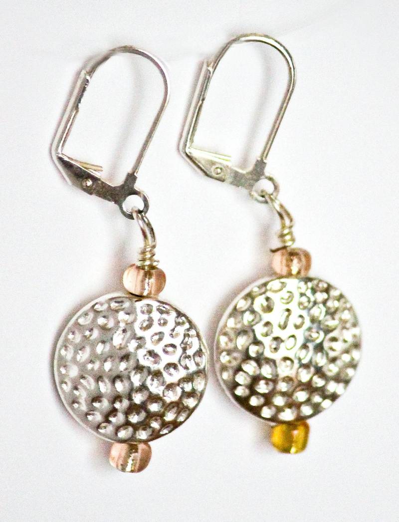 Silber Ohrringe Disc - Perlen Scheibe Handwerker Silberscheibe Geschenke Für Sie von antonioandfrankie