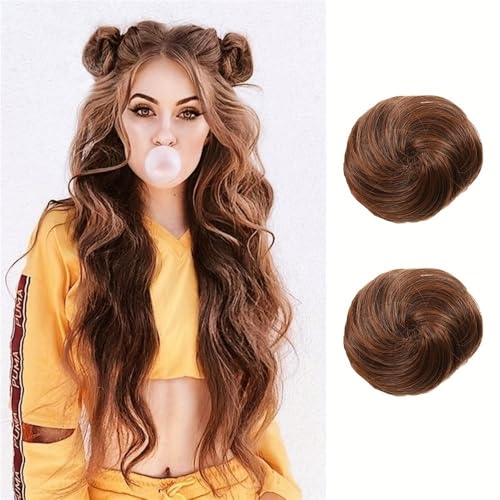Haarknoten, 2 PCS Mini Klaue Clip in Messy & Katzenohren Haar Dutt Extensions Perücke Zubehör Hochsteckfrisur Haarteile for Frauen Mädchen,für Frauen(Golden-brown) von anxinda