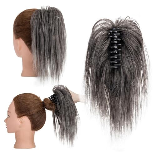 Haarknoten, Clip-in-Haarverlängerungen 12 Zoll – Synthetische Chignon-Pferdeschwanz-Haargummis for Frauen,für Frauen(Gray) von anxinda
