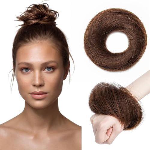 Haarknoten, Damen Echthaar Messy Bun Haarteil Scrunchie Wellige Verlängerung for Hochsteckfrisuren,für Frauen(Dark brown) von anxinda