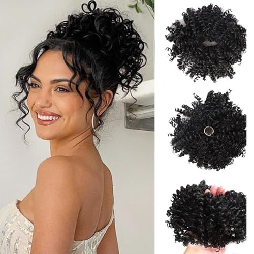 Haarknoten, Flauschiger Kunsthaarring for Damen – Hochtemperatur-Haarschmuck aus Seide,für Frauen(Black) von anxinda