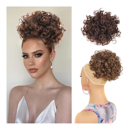 Haarknoten, Messy Bun Haarteil for Frauen, elastischer Kordelzug, locker gewellte, lockige Haarknoten,für Frauen(White) von anxinda