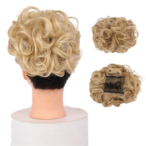 Haarknoten, Synthetischer Kamm-Clip – Locken-Dutt-Verlängerung for Frauen – Ideales Chignon-Hochsteckfrisur-Haarteil,für Frauen(Gold) von anxinda