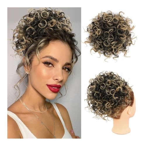 Haarknoten, Weicher, unordentlicher Clip-in-Haarknoten – lockiges Hochsteckfrisurstück for Frauen,für Frauen(Black Mix Blonde) von anxinda