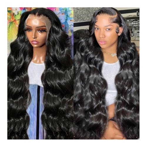 Perücken 150 Dichte 6-32 Zoll HD Transparent 13x4 13x6 Vorgezupfte Körperwelle Lace Frontal Perücke Echthaar Brasilianische Haarperücke Frauen für Damen(32inch) von anxinda