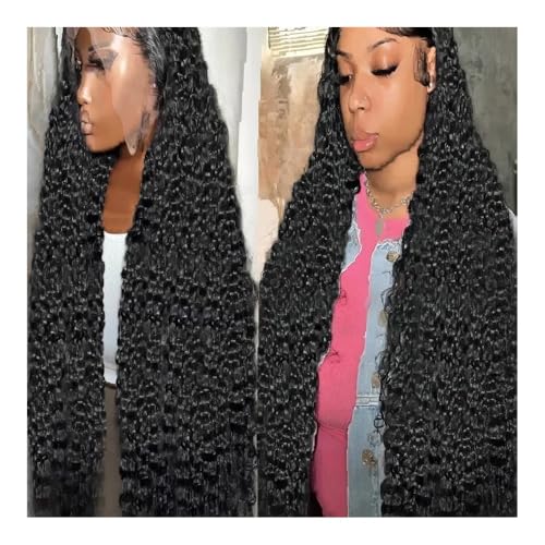 Perücken 18-32 Zoll tiefe Welle 13 x 6 13 x 4 Spitze Front Echthaar Perücke 200% Remy Curl volle Spitze Frontal Perücke Echthaar for schwarze Frauen für Damen(13x6 HD,22 inch) von anxinda