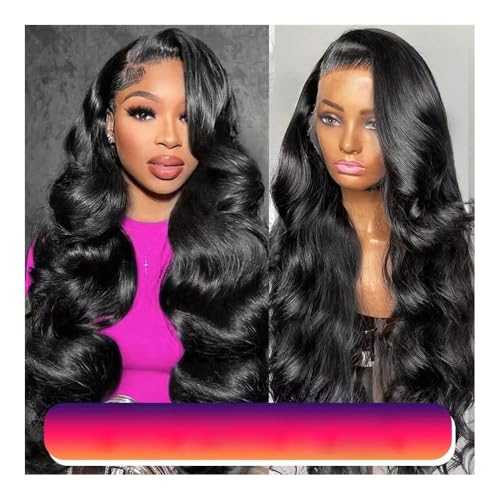 Perücken 180 Dichte 8-32 Zoll 13x6 Transparent HD Spitze Frontal Körper Welle Perücken Menschliches Haar Remy 13x6 Spitze Vorne Perücke for Schwarze Frauen für Damen(16inch) von anxinda