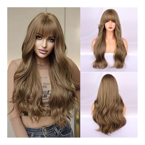 Perücken Big Wave Micro Roll Bangs – Hochtemperatur-Perücke aus Seide mit voller Abdeckung | Ihre verführerische, grau getönte, rosafarbene Netzbasis für Damen von anxinda