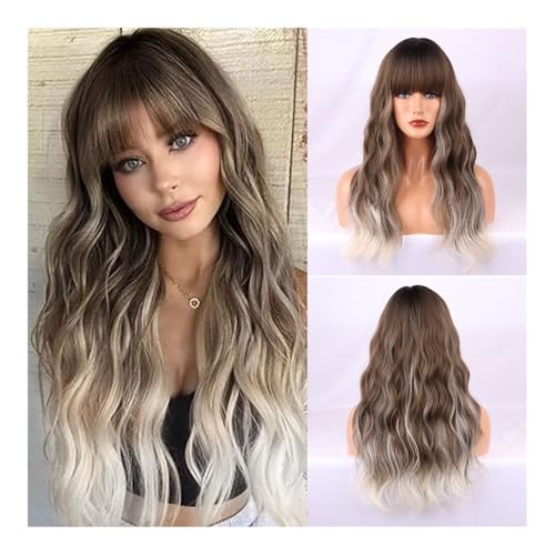 Perücken Highlight Big Wave Head Set Hochtemperatur-Seidenperücke weiblicher Kopf Set Perücke für Damen von anxinda