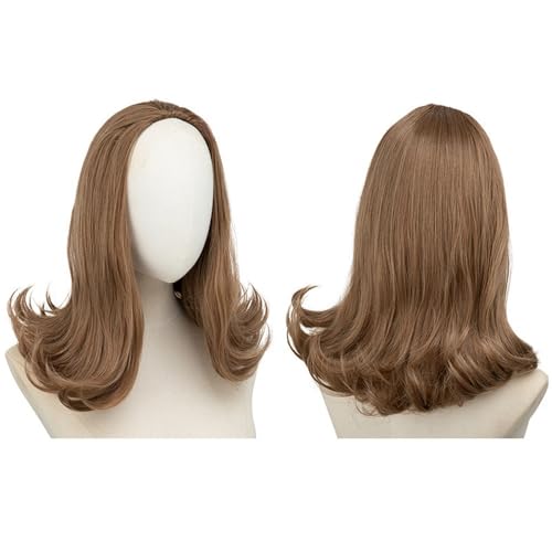 Perücken Kurze Perücke mit lockigem Haarband for Damen, verstellbarer Kordelzug, Halbkopf für Damen(Light brown) von anxinda