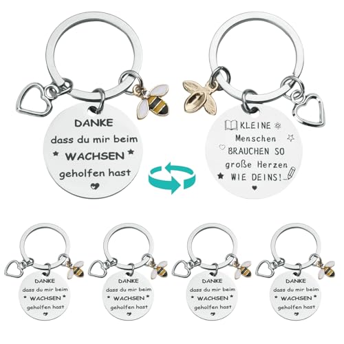 anyts Abschiedsgeschenk Erzieherin 6 Stück Erzieherin Geschenk, Dankeschön Erzieherin Schlüsselanhänger mit Danke dass du mir beim wachsen geholfen hast, Geschenk Erzieher Abschied von anyts