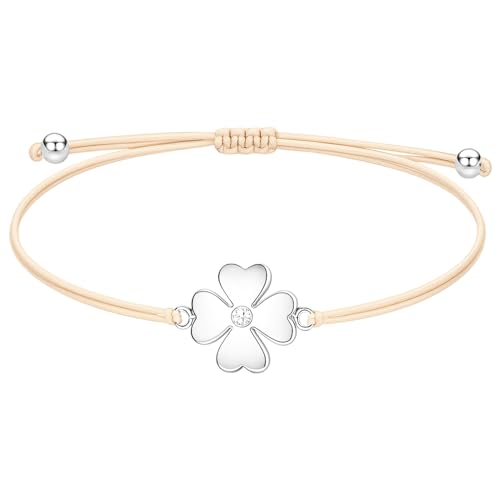 anyts Kleeblatt Armband,Glücksarmband Damen,Glücksbringer Prüfung Größenverstellbares Armkettchen für Mädchen & Frauen,Armbänder Damen,Selfmade Kleeblatt Glücksarmband Freundschaftsketten von anyts