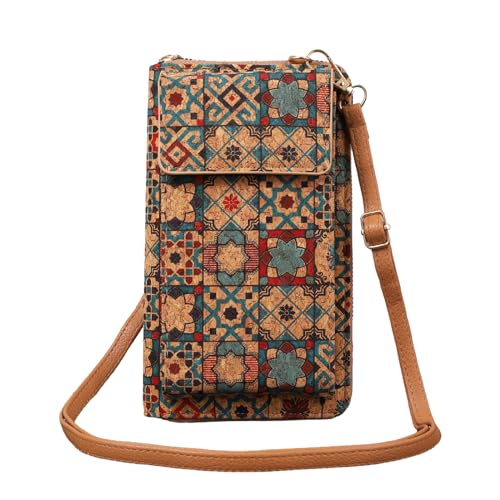 aolaso Kork Handytasche zum Umhängen Damen, Kleine Schultertasche Handytasche zum Umhängen mit Kartenfächer Crossbody mit Schultergurt von aolaso